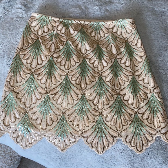 Francesca's Collections Dresses & Skirts - Teal and white sequin skirt